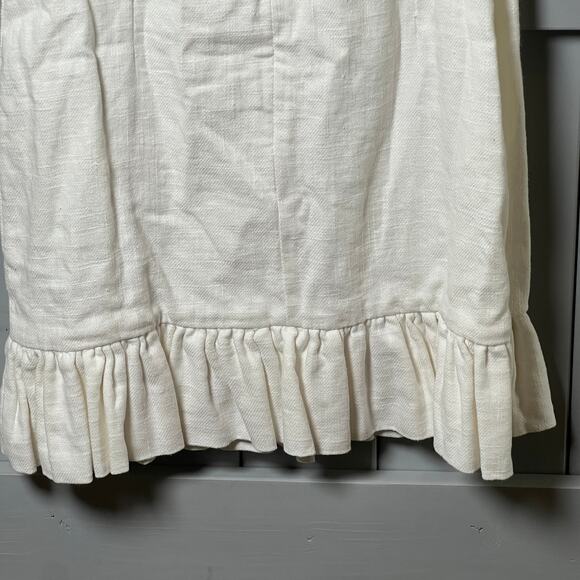 Impeccable Pig Linen Blend Cream Spaghetti Strap Dress with Ruffle Hem SIze M - Picture 6 of 8
